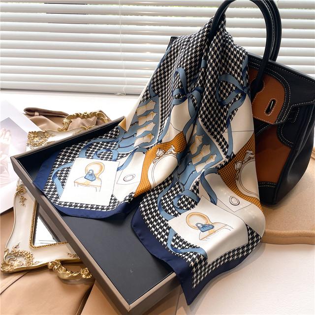 Silk Scarf For Women Luxury Hijab Hair Bands Square Neckerchief Female Satin Shawl Ribbon Headband Fashion Wraps Bandana