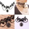 Лолита Готика Черная роза Цветок кружево чокер воротник ожерелье бусины цепь