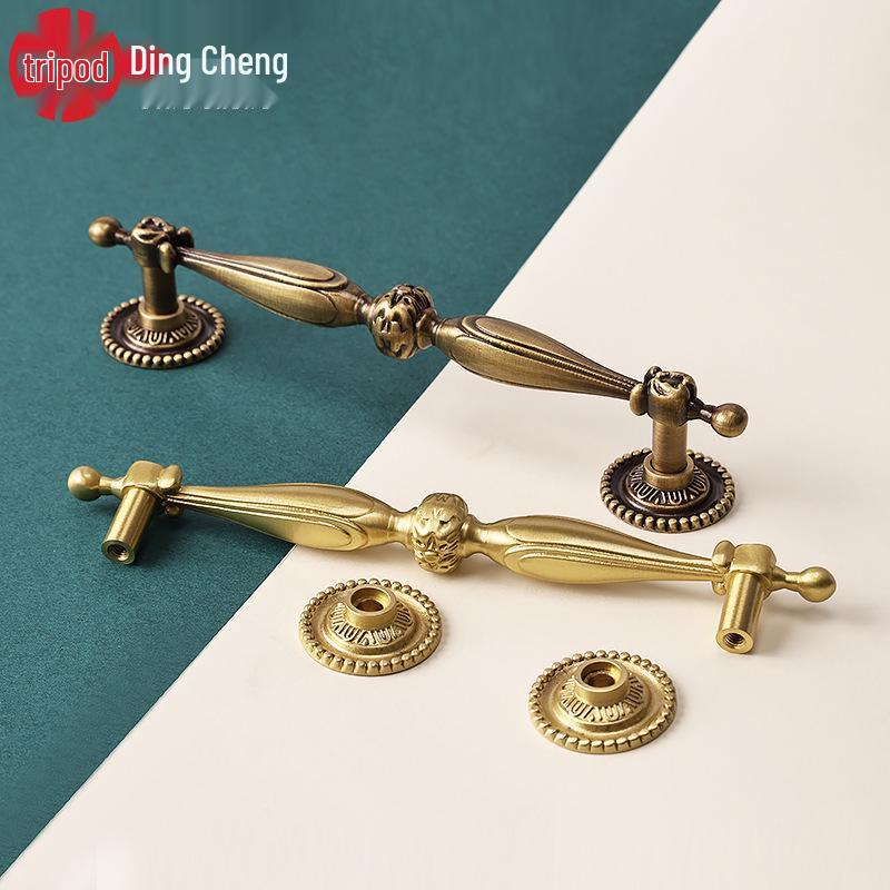Solid Wood and Brass Retro-Style Cabinet & Wardrobe Handles