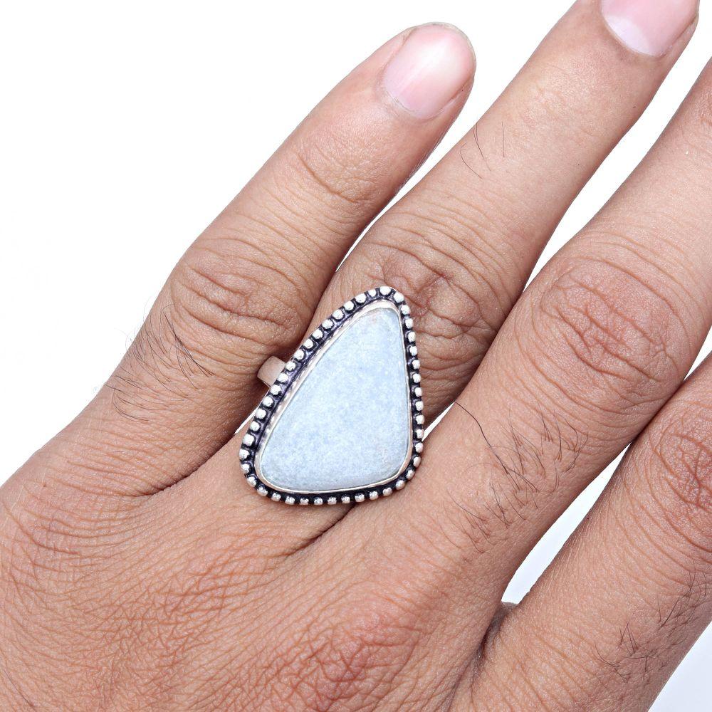 Халцедон Драгоценный камень Ручная работа Серебряные украшения "9.5"