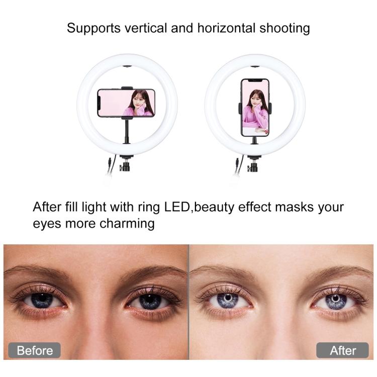 Крепление для штатива длиной 1,1 м + кольцевой светодиодный светильник RGBW размером 10,2 дюйма и диаметром 26 см