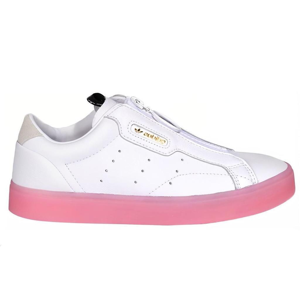 Adidas Originals Sleek Z Minimalist Casual Slip-Resistant Lightweight Low-Top Skate Shoes Women Sneakers White Pink EF0776