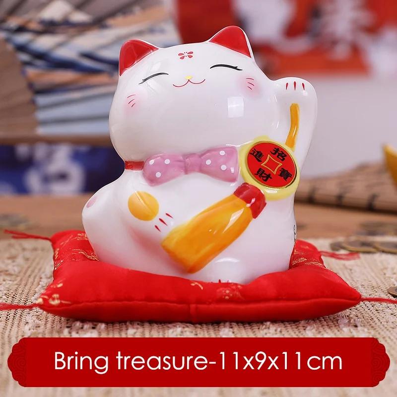 4,5-дюймовая керамическая фигурка Maneki Neko Lucky Fortune Cat, копилка, монетница, украшение для дома, статуэтка FENG SHUI