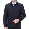 Jacket Men's Middle-aged Lapel Daddy Spring and Autumn Thin Mulberry Silk High-end Jacket for Middle-aged and Elderly People