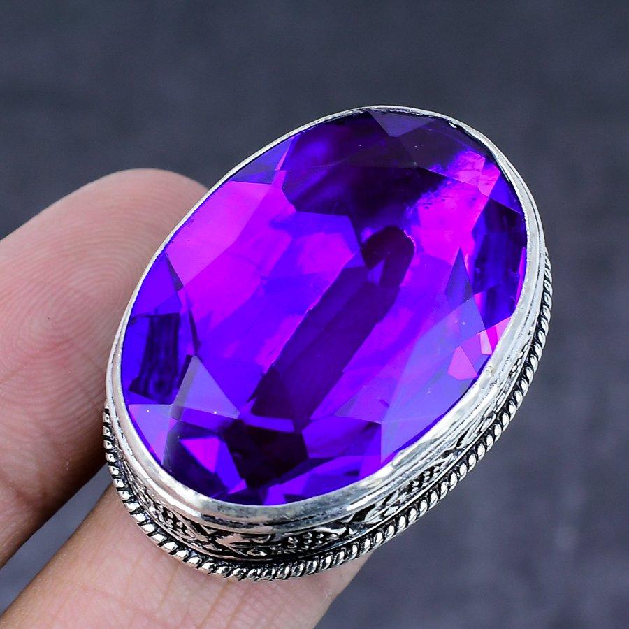 Pink Amethyst Gemstone Handmade 925 Steling Silver Gift Jewelry Ring Size 9 w9Z37