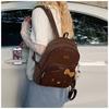Hello Kitty Cartoon Leopard Print Pu Backpack With Padded Straps For Casual Day Use