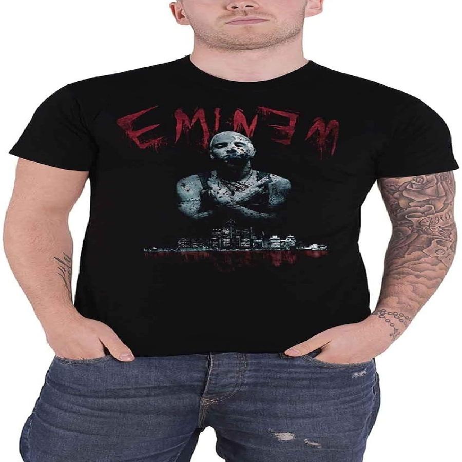 Мужская футболка Slim Fit Eminem Кровавый Хоррор Средняя Черная