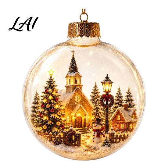 Unique Christmas Gift Ideas Glowing Story Ornament Light-Up Ball Hanging Decor with Warm LED Light Seasonal Party Mini Holiday Scene 3D Acrylic
