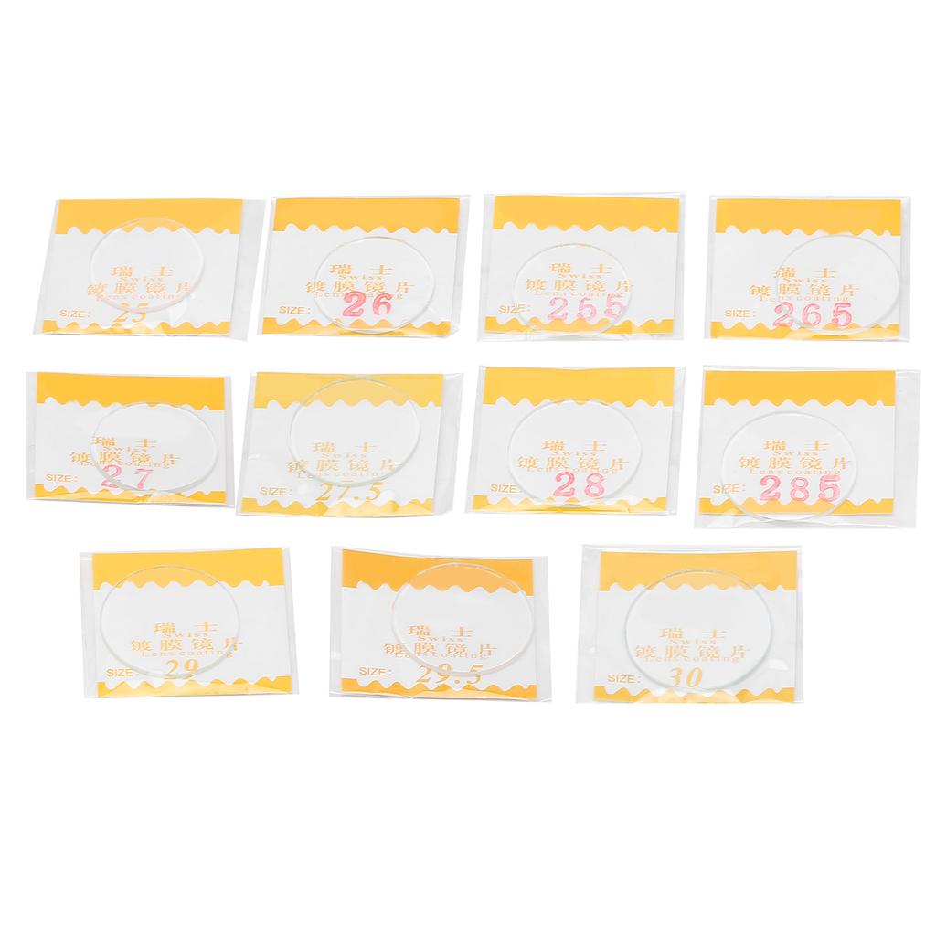 11Pcs Flat Watch Lens High Durability Easy Operation Small Size Professional Watch Glass Lens for