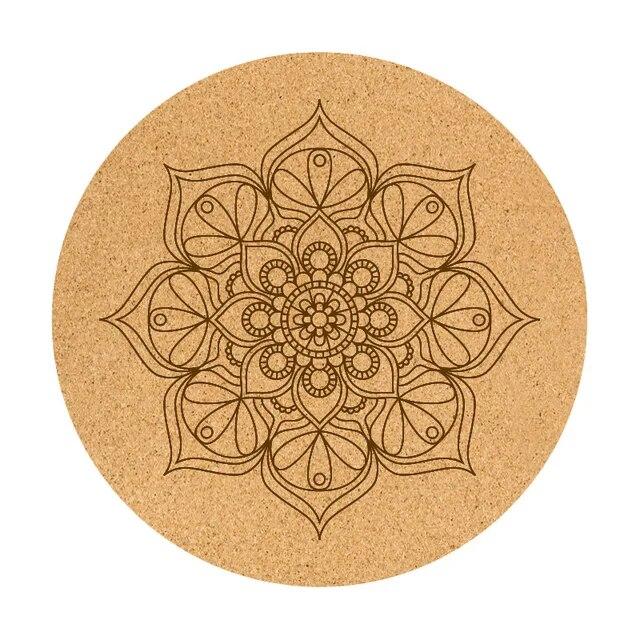 68cm Cork Natural Rubber Mat 5mmThickened Meditation Cushion Sitting Cushion Round Flat Yoga Mat Sweat-absorbent Breathable