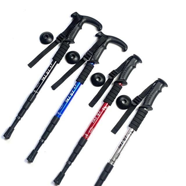 Aluminum Alloy 4-Section T-Handle Trekking Pole – Portable Outdoor Walking Stick Cane for Hiking and Climbing.