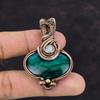 Темно-зеленый огненный лабрадоритовый кулон Медная проволока Обернутый кулон Ювелирные изделия ручной работы из медной проволоки Радужный лунный камень Подвеска с драгоценным камнем Подарок для него