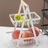 2-Tier Fruit Basket Iron Mesh Kitchen Storage Organizer with Handle Living Room Snack Holder Rack