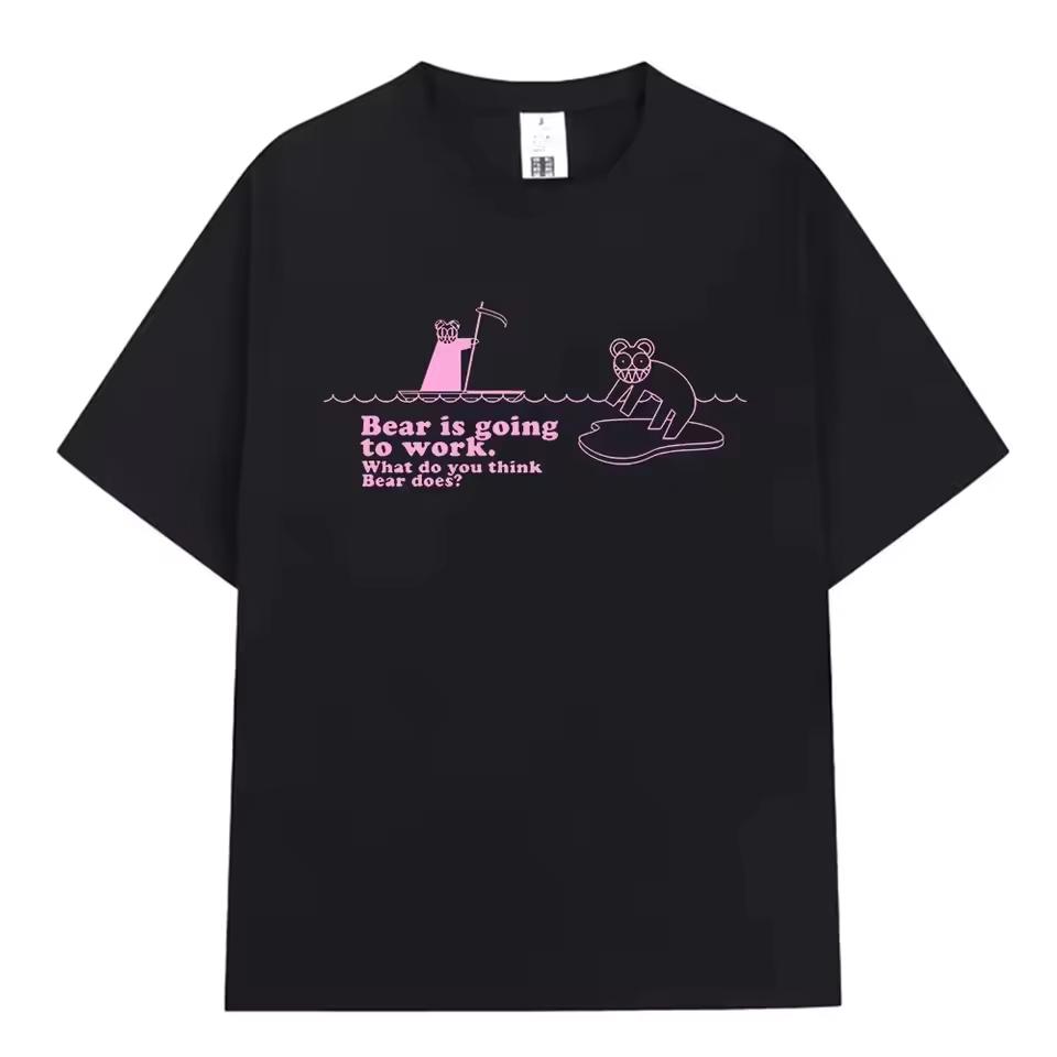2026 New Radiohead Rock Band Bear Is Going To Work Graphic‑Print Unisex Short‑Sleeve Women And Men T shirt