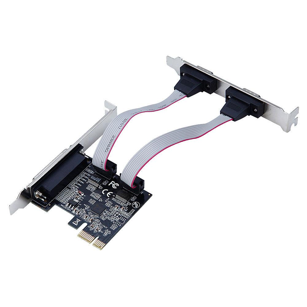 TXB076 ASIX/AX99100 Chip Pcie 1 Parallel to 2 Serial COM Port RS232 to 9-pin Expansion Card