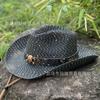 European and American Skull Dyed Belt Sequins Western Cowboy Hat Women's Spring and Summer Outdoor Travel Sunscreen Shade Straw Hat