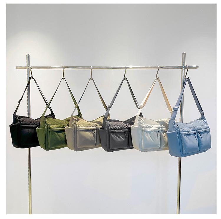 Unisex Water-Repellent Multi-Pocket Nylon Crossbody Bag