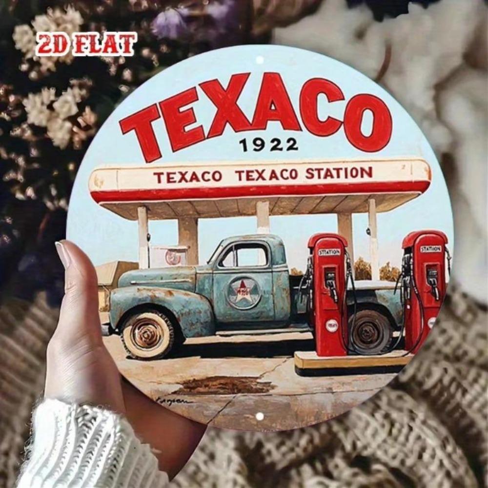 Винтажная металлическая жестяная вывеска Texaco Retro Грузовик Настенный Декор 7,87 Дюйма Круглая