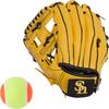 Fukuoka SoftBank Hawks X GP Magic Catch Baseball Glove for Soft Ball 37041 (GP) Toddlers, 8-inch, Included, Yellow, Left-Handed Throw,