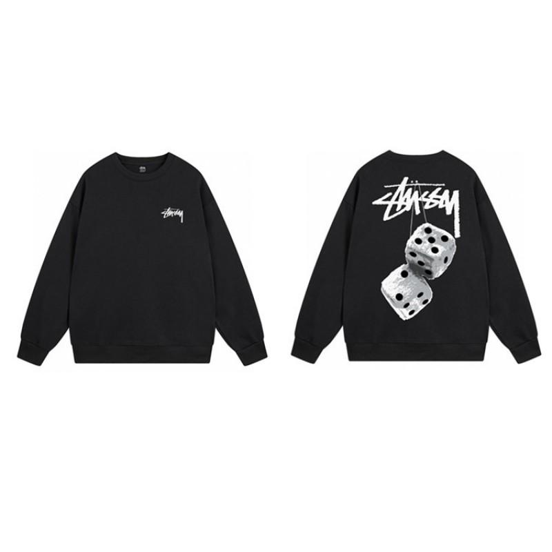 Unisex Oversized Crewneck Fleece-Lined Cotton Sweatshirt With Dice Letter Print Winter Casual Wear