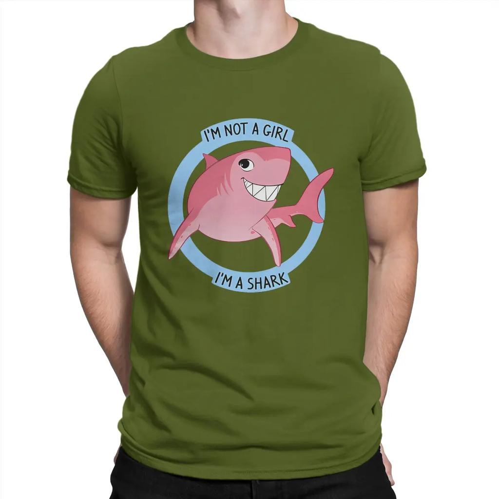 Shark T-Shirts for Men Nimona Cartoon Funny Cotton Tee Shirt Crewneck Short Sleeve T Shirt Party Tops