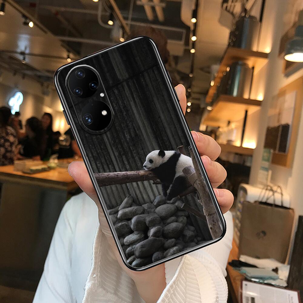 Супер милый чехол для телефона с пандой для Huawei p50 P40 p30 P20 10 9 8 Lite E Pro Plus, черный чехол Etui с рисунком Hoesjes comic fas