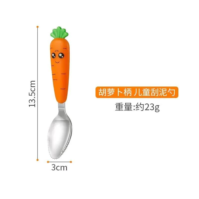 New Carrots Set Children Kids Dinnerware Stainless Steel Spoon Fork Flatware with Box Baby Feeding Kitchen Tableware Supplies