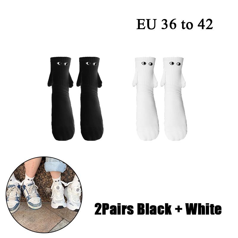 10Pairs Club Celebrity Ins Fashion Funny Creative Magnetic Attraction Hands Black White Cartoon Eyes Couples Sox Socks