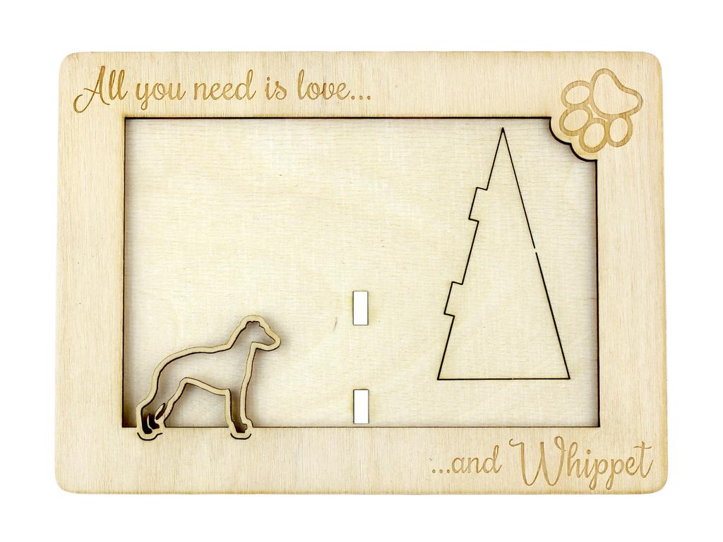 Whippet – Photo frame, engraved wooden frame | Art-Dog