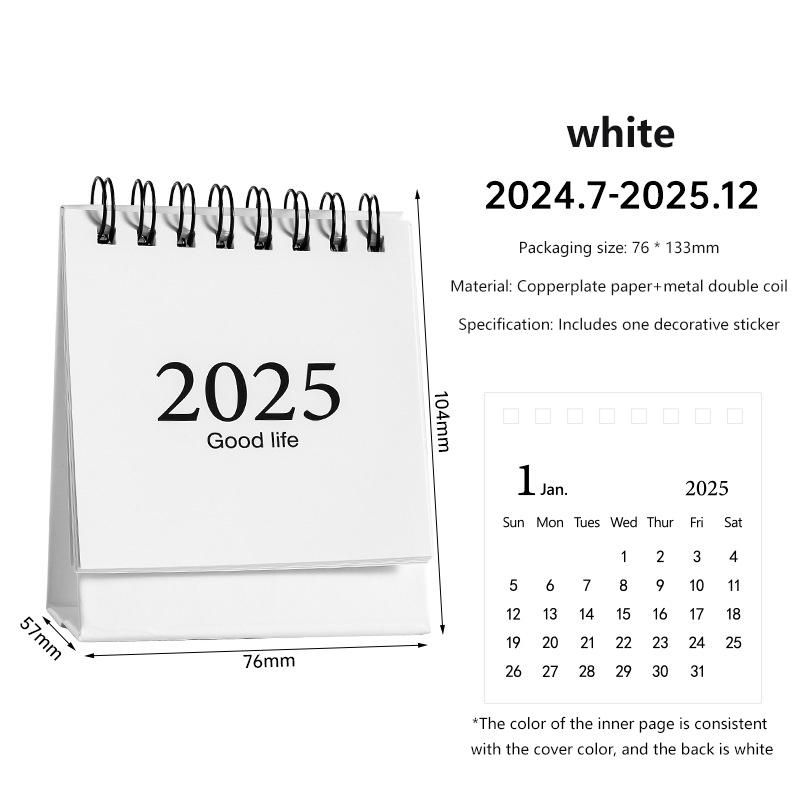 2025 Студенческое украшение рабочего стола Morandi Color Mini Calendar Simple Plan Маленький настольный календарь Милый ежедневник Офисные принадлежности