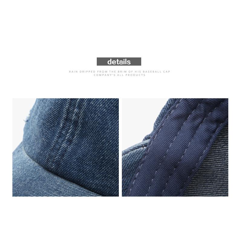 Ripped denim baseball cap, washed denim, outdoor men's sun hat