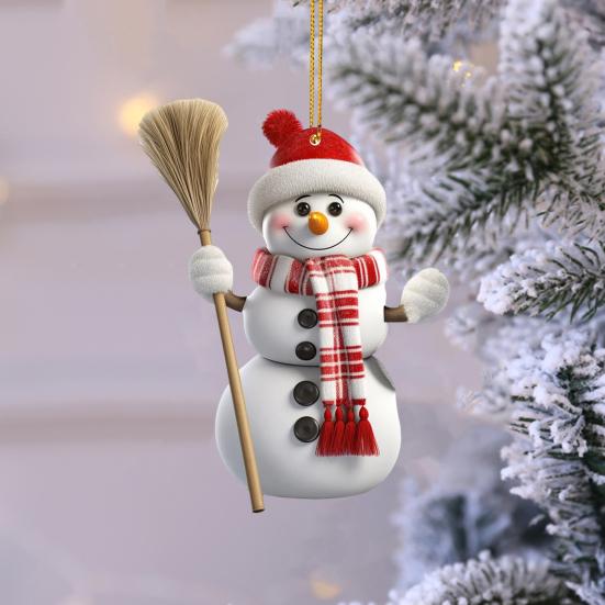 Рождественский снеговик, украшение, плоский акриловый подвесной декор, мультяшный снеговик, праздничная подвеска для рождественской елки, автомобильная дверь