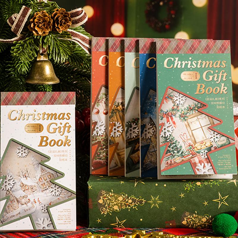 18 Sheets/Bag Christmas Sticker Book Deluxe Oversize Christmas Tree Character Landscape Sticker Book Home Decoration