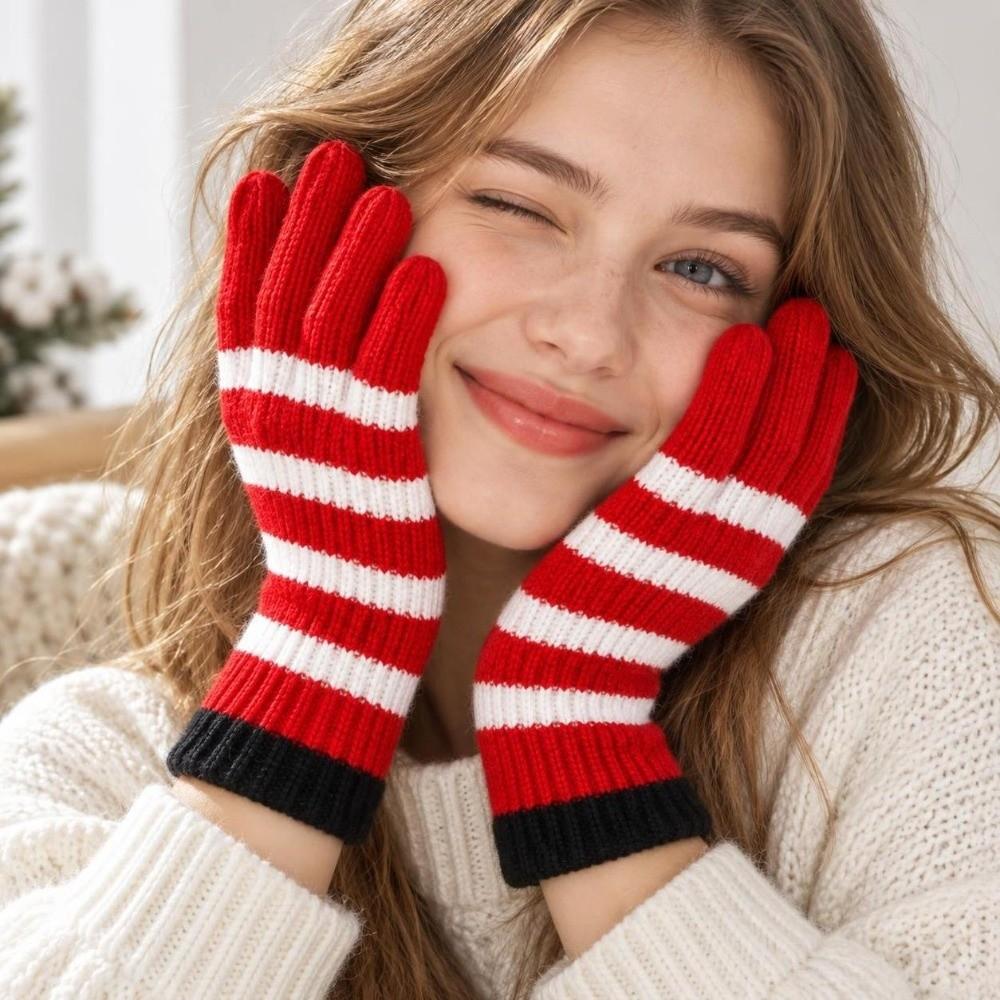 1 Pair Touchable Screen Full Fingered Gloves Colorful Winter Women's Gloves Autumn Winter Season