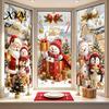 Декоративные наклейки для витрины магазина на Рождество, Милые наклейки с снеговиком, Сантой, пингвином, оленем на стекло, Многоразовые праздничные статические ПВХ наклейки, Декор для вечеринки