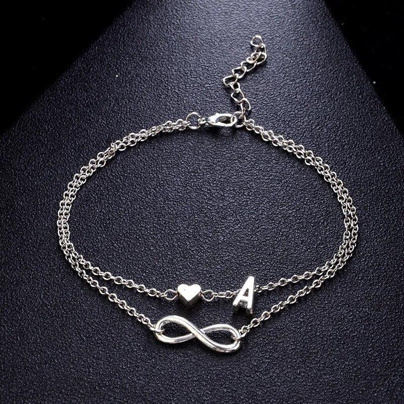 Cross Charm Chain Initials Anklets for Women Sandals Pulseras Tobilleras Mujer Letter Pendant Anklet Bracelet Foot Jewelry Gift