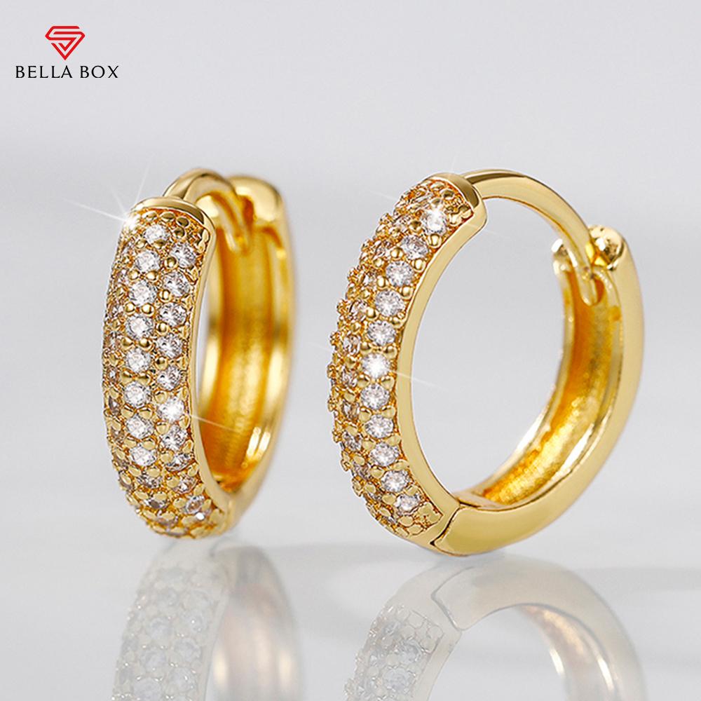 BELLA BOX Модные женские роскошные серьги-кольца с цирконием, маленькие круглые аксессуары для ушей, универсальный дизайн, женские украшения, необычный подарок на годовщину