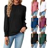 Women's Round Neck Solid Color Lace Collar Long Sleeve Loose Top