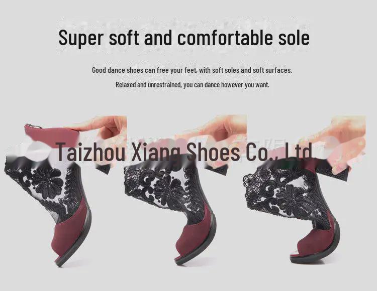 Женские сандалии Fish Mouth Mesh 2021 года, лето: Дышащее кружево, толстый каблук, молния, алый дизайн, доступны большие размеры