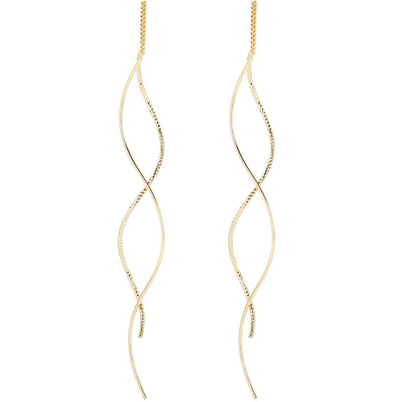 ANENJERY Волнистые серьги золотого и серебряного цвета, простой дизайн, элегантные женские вечерние украшения