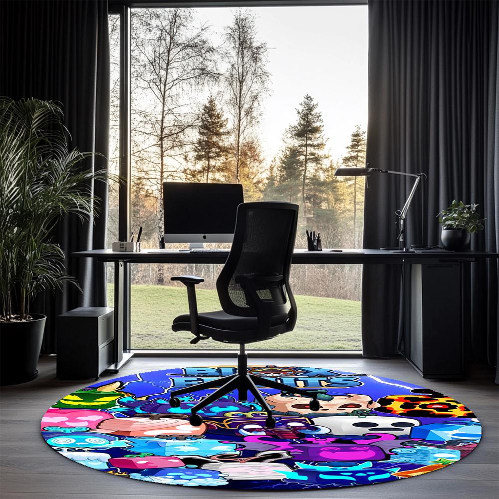 Blox Fruits Printed Round Rug Carpet Chair Rug Area Rug Entryway Doormats,for Office Chair Living Room Bedroom Kitchen Room.