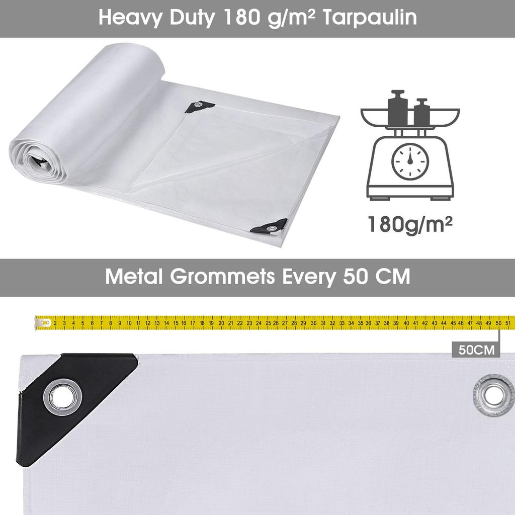 Прочный поли брезент, белый водонепроницаемый брезентовый чехол с люверсами, устойчивый к УФ-излучению, разрывам и выцветанию для палатки у открытого бассейна