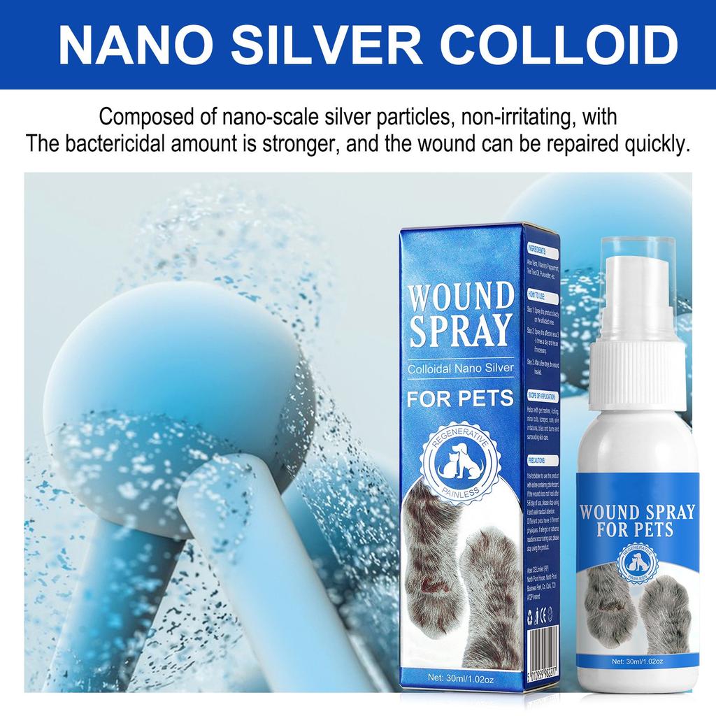 Pet Cats And Dogs Minor Skin Wounds Scalds, Burns, Scratches External Care Wound Spray 30ML
