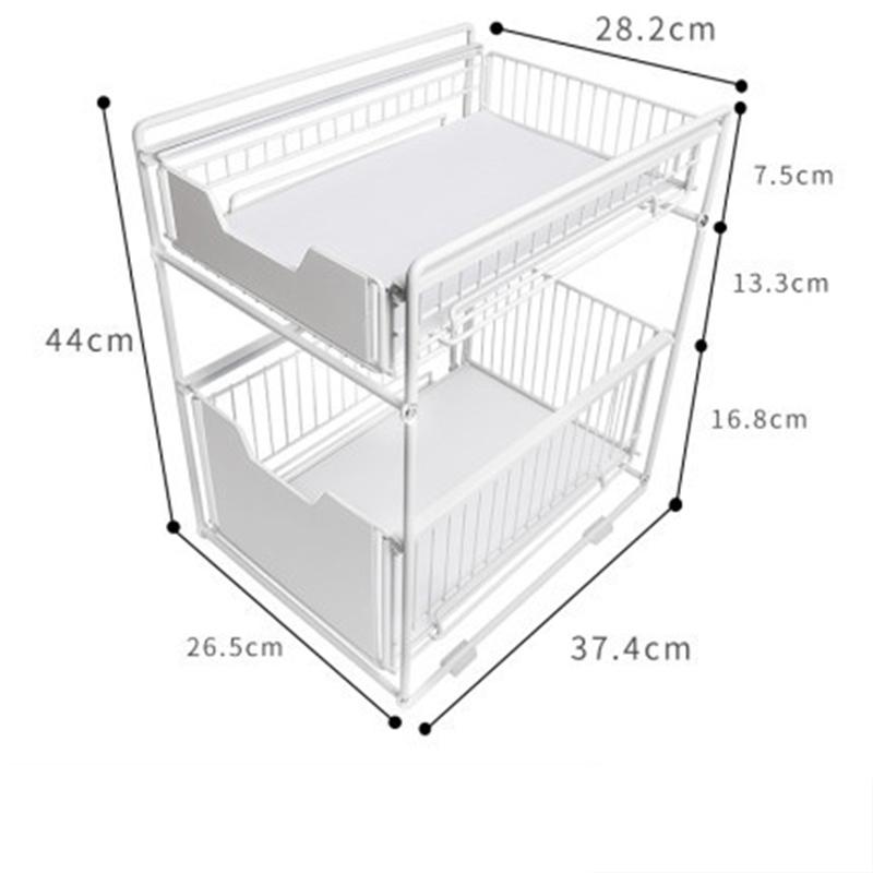 Стеллаж для хранения под кухонной раковиной. Тип ящика можно толкать и тянуть под шкафом. Телескопическая двойная полка.