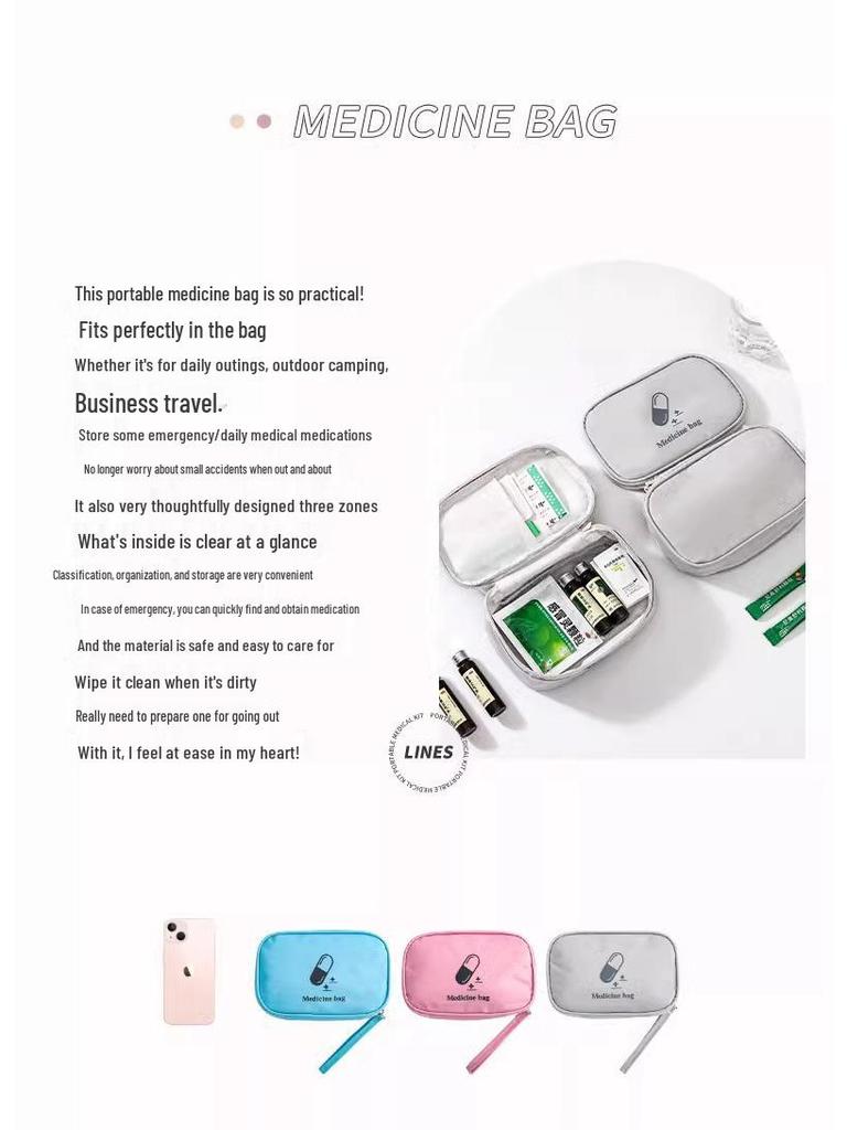 Portable Travel Medicine Organizer: Compact Pill Box & First Aid Kit for Students & Dorms