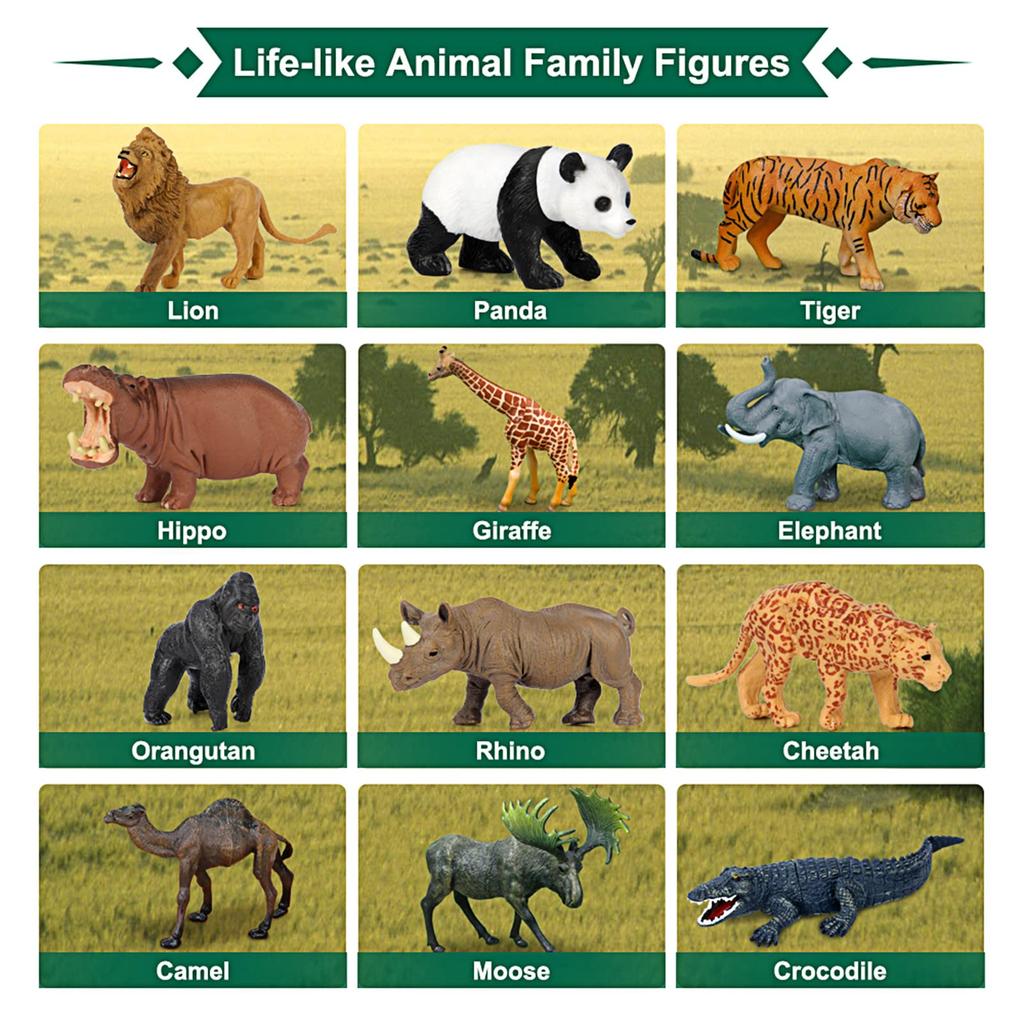 Игрушка Safari Animal Toy 12 предметов, реалистичные фигурки животных Jumbo Wild Jungle Animal, большой набор из африканского зоопарка с пластиковыми обучающими игрушками для детей и малышей