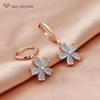 Модные милые серьги с цветком кубического циркония для женщин, свадебные элегантные ювелирные изделия, прекрасный подарок, серьги цвета розового золота