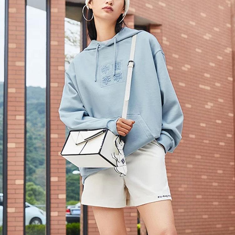 Li Ning SS22 Свободная толстовка с капюшоном унисекс толстовки Mist-Blue AWDS220-3