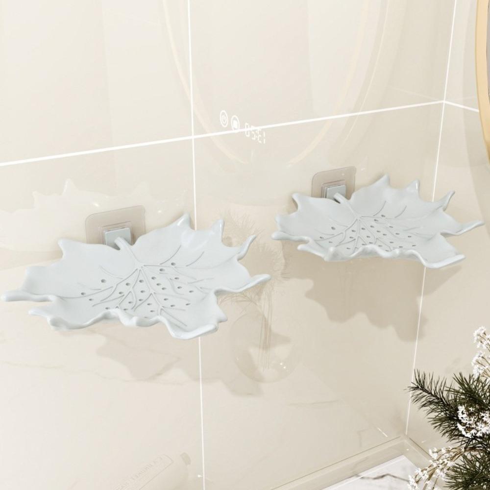 Wall Mounted Soap Box Self-adhesive Storage Rack Bathroom Kitchen Sink Organizer