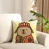 Capybara Cartoon Cute Cushion Cover Reversible Plush Pillow Cover Soft Fluffy  Home Decor for Sofa Bedroom